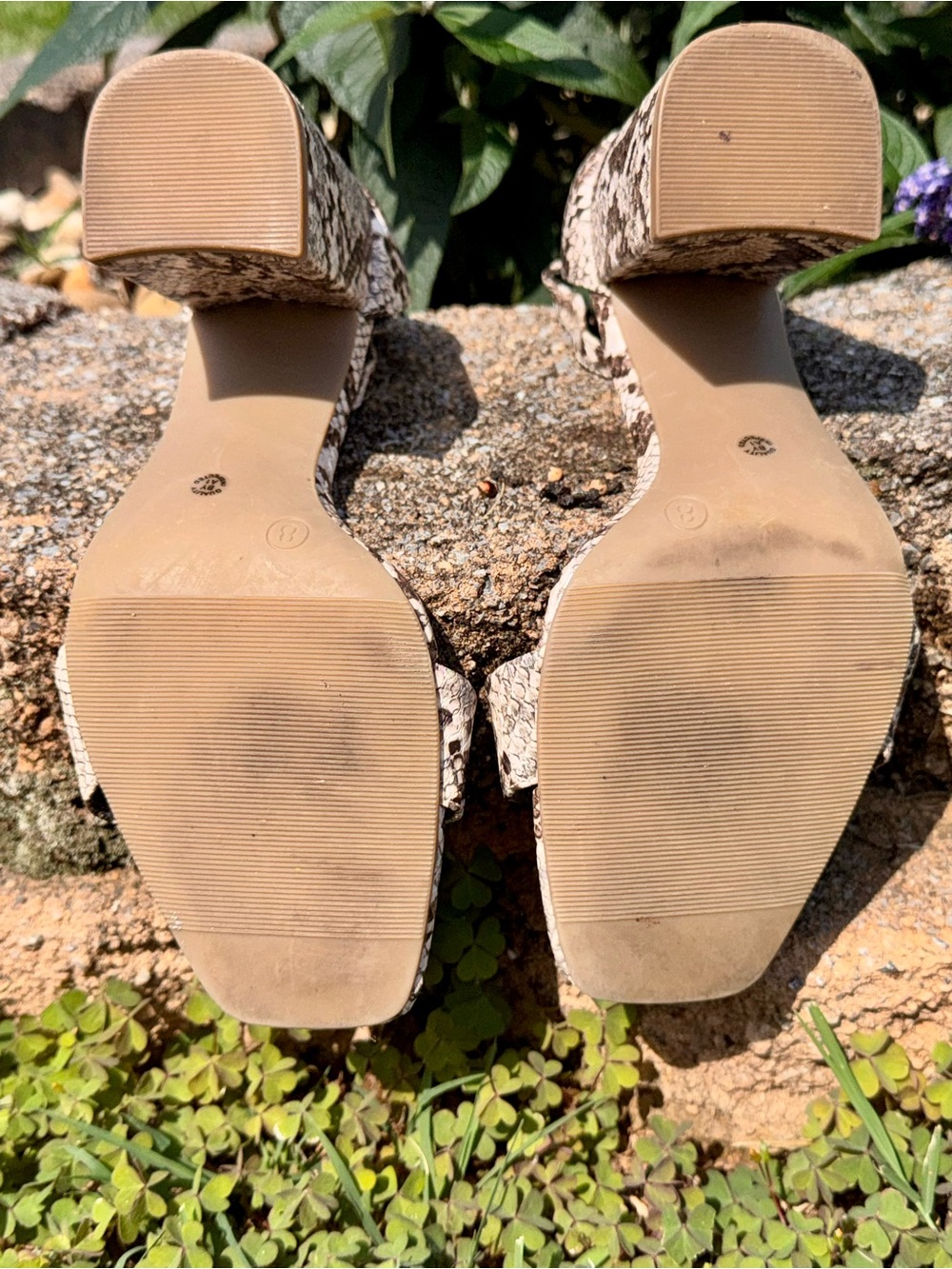 Worthington Faux Snakeskin Ankle-Strap Block Heel Sandals - Women Size 8 Summer - Picture 4 of 4
